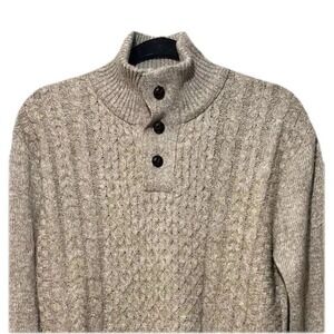 NWT Buffalo David Bitton Men's Small Sweater Cable‎ Knit Long Sleeve Beige